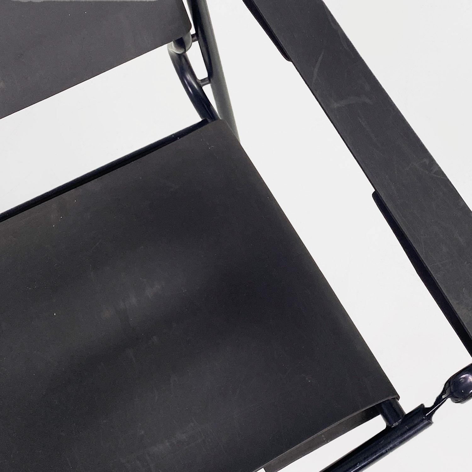 Italian modern black leather Spaghetti armchair, Giandomenico Belotti Alias 1980 For Sale 4