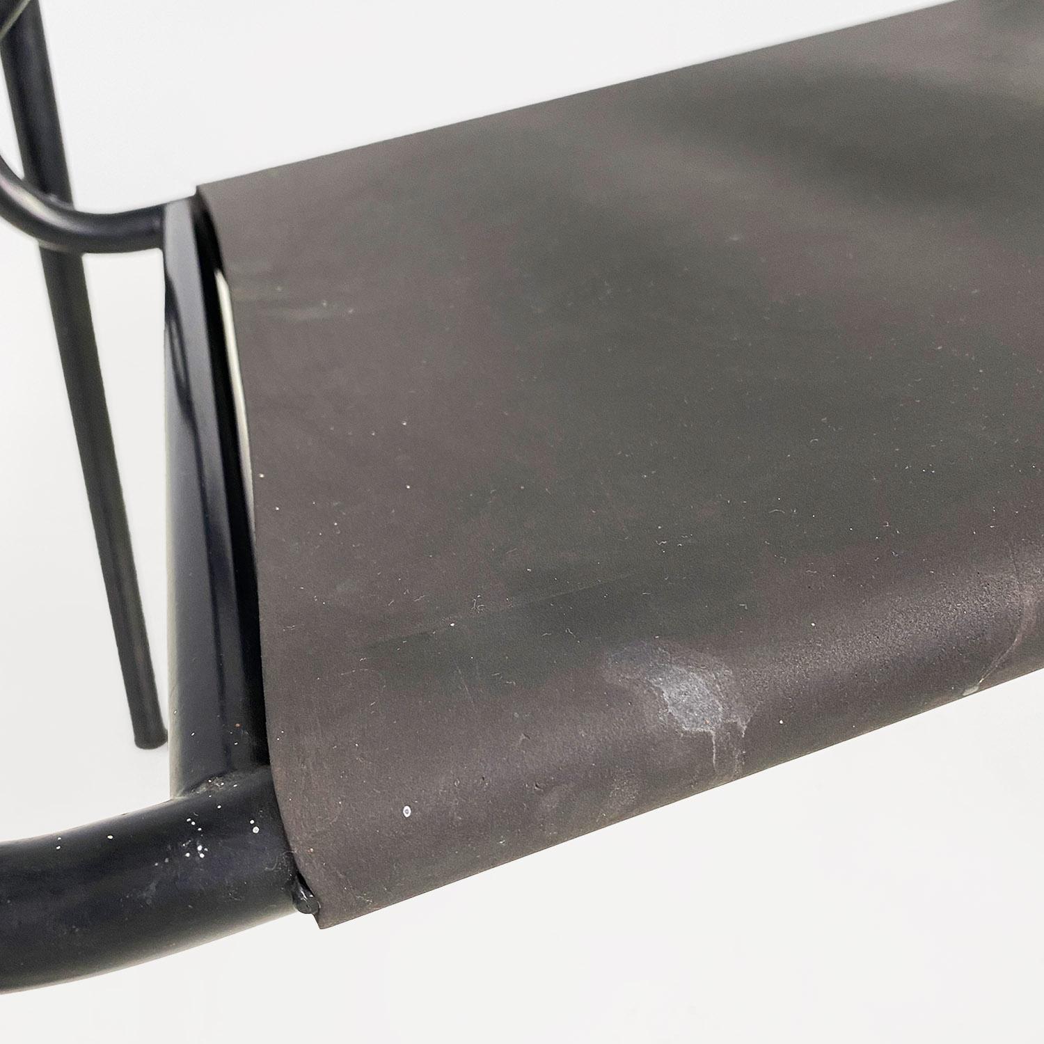 Italian modern black leather Spaghetti armchair, Giandomenico Belotti Alias 1980 For Sale 6