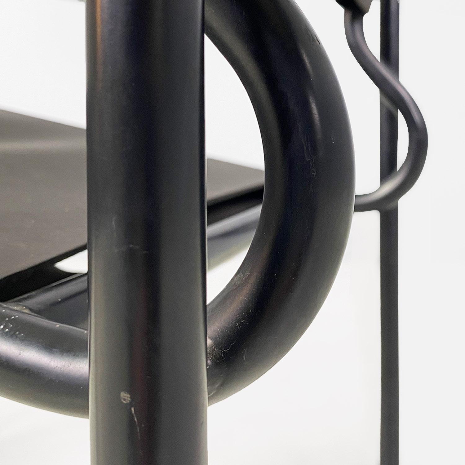 Italian modern black leather Spaghetti armchair, Giandomenico Belotti Alias 1980 For Sale 9