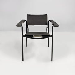 Italian modern black leather Spaghetti armchair, Giandomenico Belotti Alias 1980