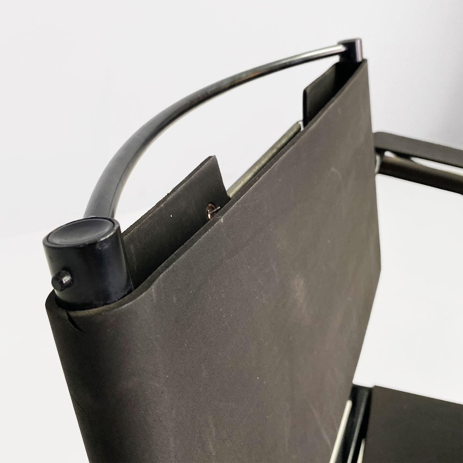 Italian modern black leather Spaghetti armchair, Giandomenico Belotti Alias 1980 For Sale 2