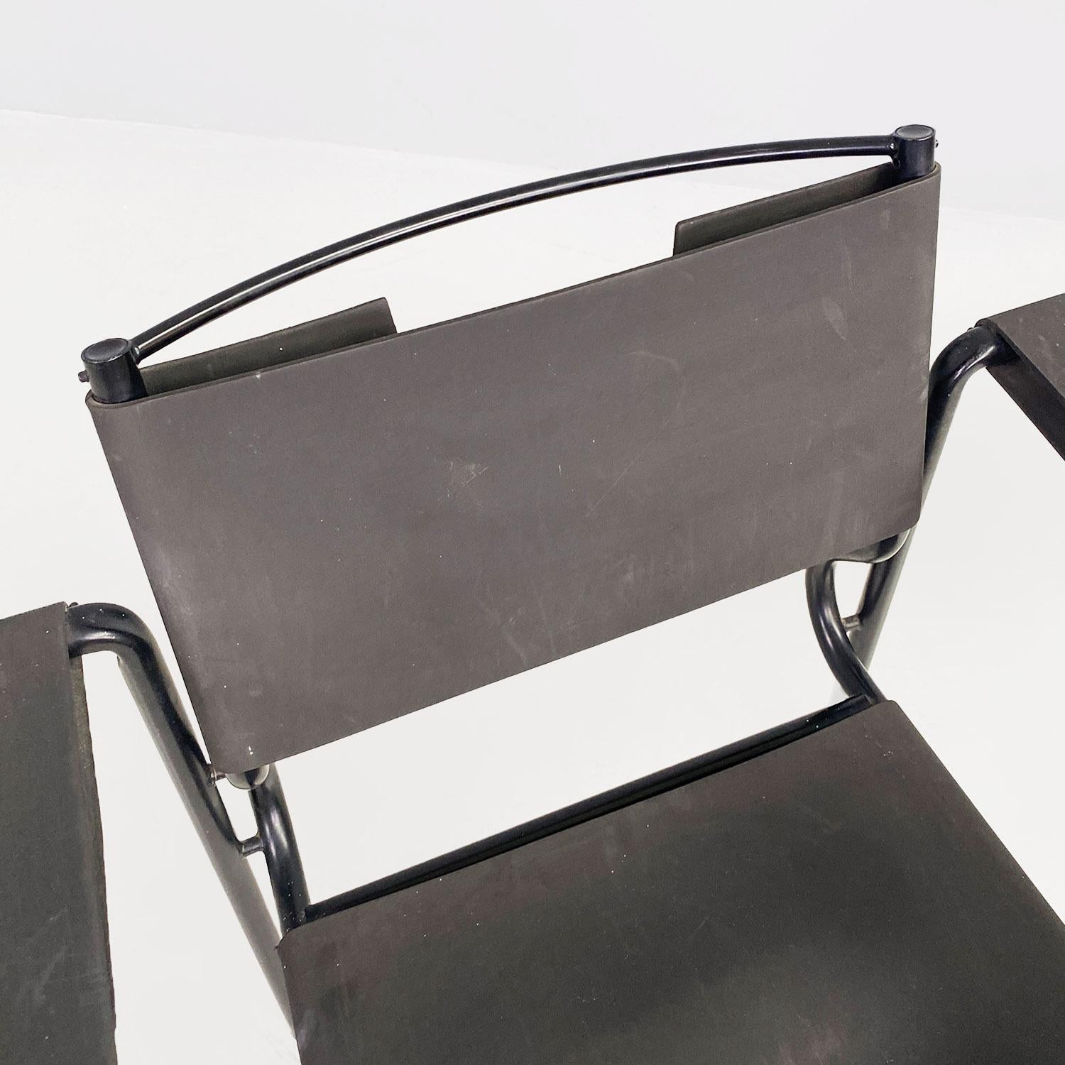 Italian modern black leather Spaghetti armchair, Giandomenico Belotti Alias 1980 For Sale 3