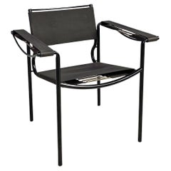 Italian modern black leather Spaghetti armchair, Giandomenico Belotti Alias 1980