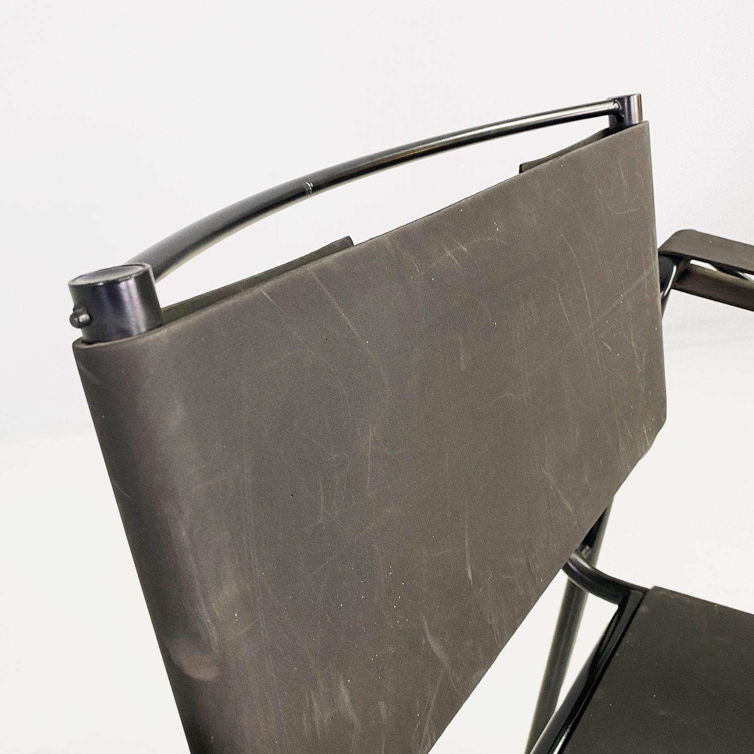 Italian modern black leather Spaghetti armchairs Giandomenico Belotti Alias 1980 For Sale 6