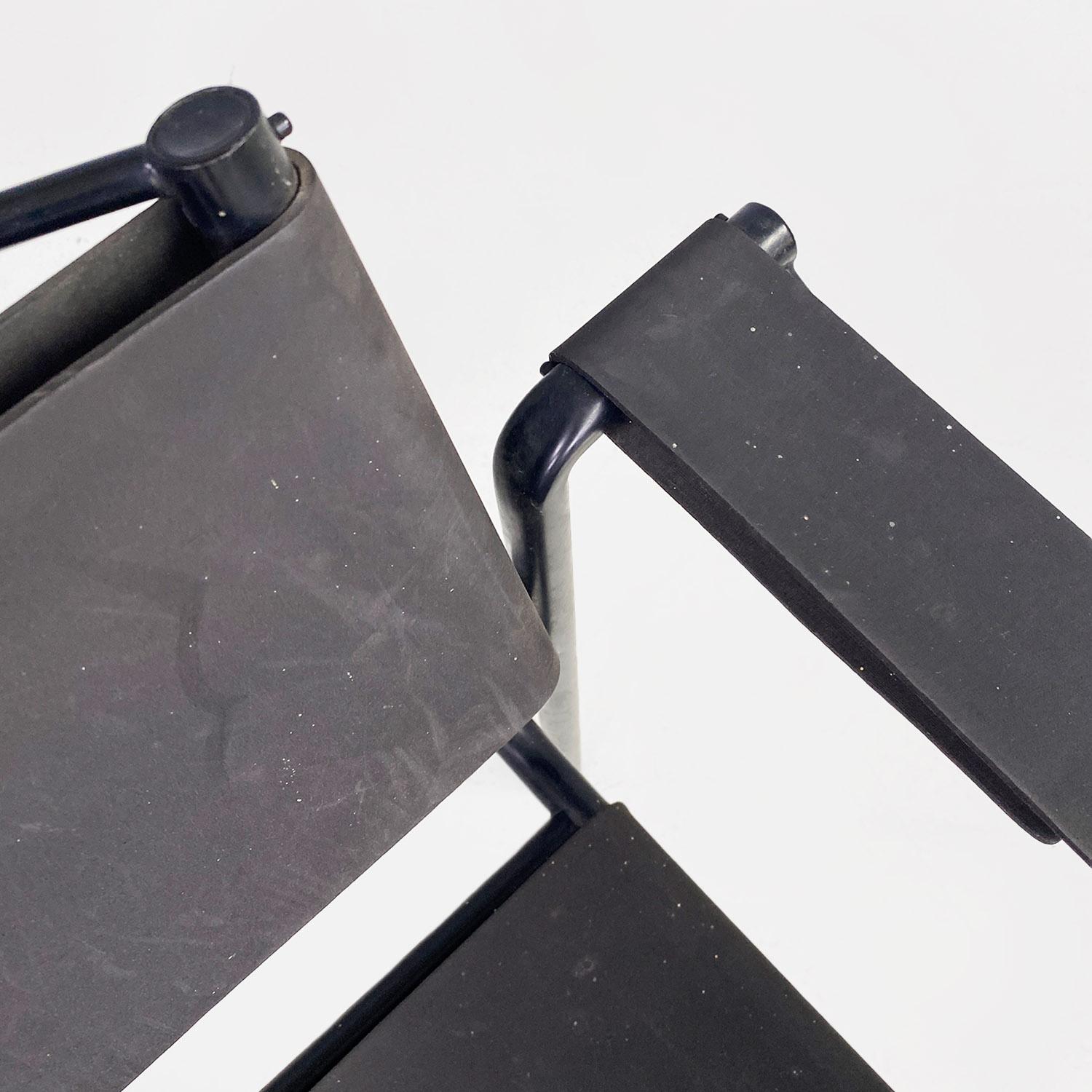 Italian modern black leather Spaghetti armchairs Giandomenico Belotti Alias 1980 For Sale 10