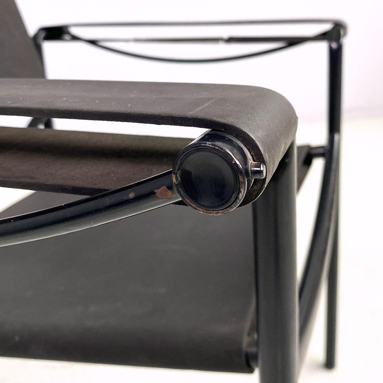 Italian modern black leather Spaghetti armchairs Giandomenico Belotti Alias 1980 For Sale 11