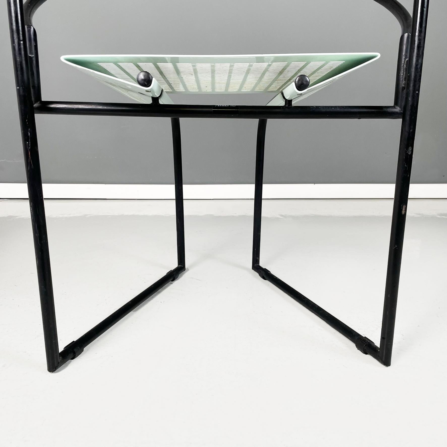 Italienischer moderner schwarzer, hellblauer Metallstuhl la Tonda von Mario Botta Alias, 1980er Jahre im Angebot 6