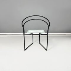 Italian Modern Black Light Blue Metal Chair La Tonda by Mario Botta Alias, 1980s