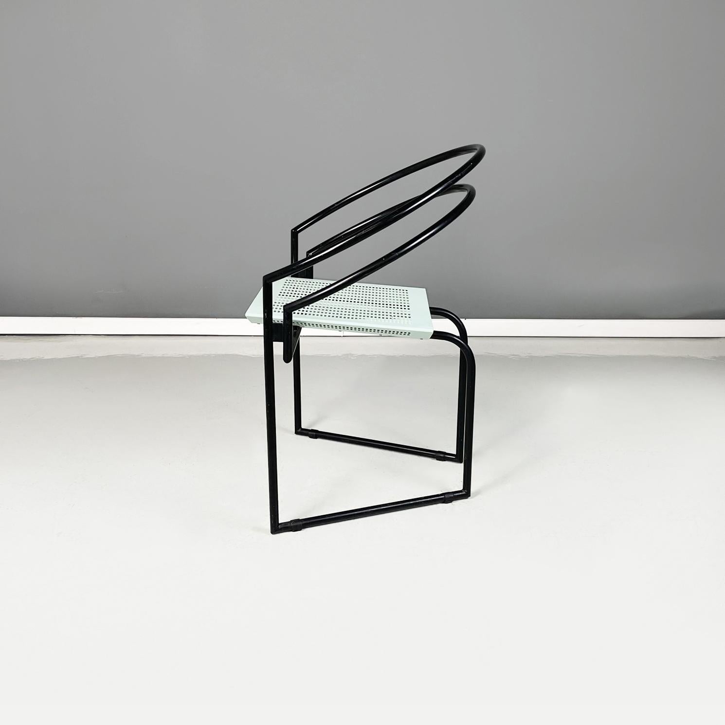 Italienischer moderner schwarzer, hellblauer Metallstuhl la Tonda von Mario Botta Alias, 1980er Jahre (Moderne) im Angebot