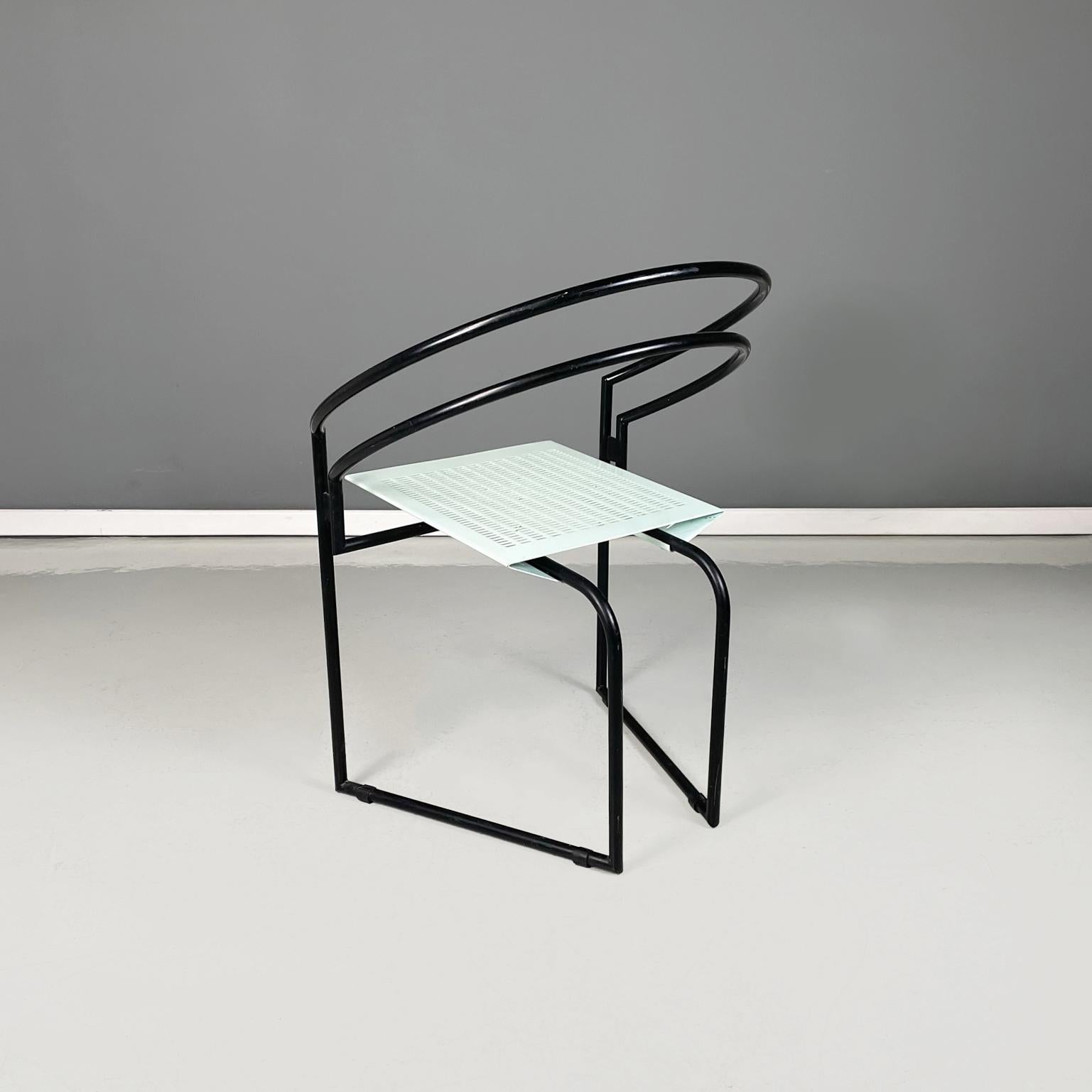 Italienischer moderner schwarzer, hellblauer Metallstuhl la Tonda von Mario Botta Alias, 1980er Jahre im Zustand „Gut“ im Angebot in MIlano, IT
