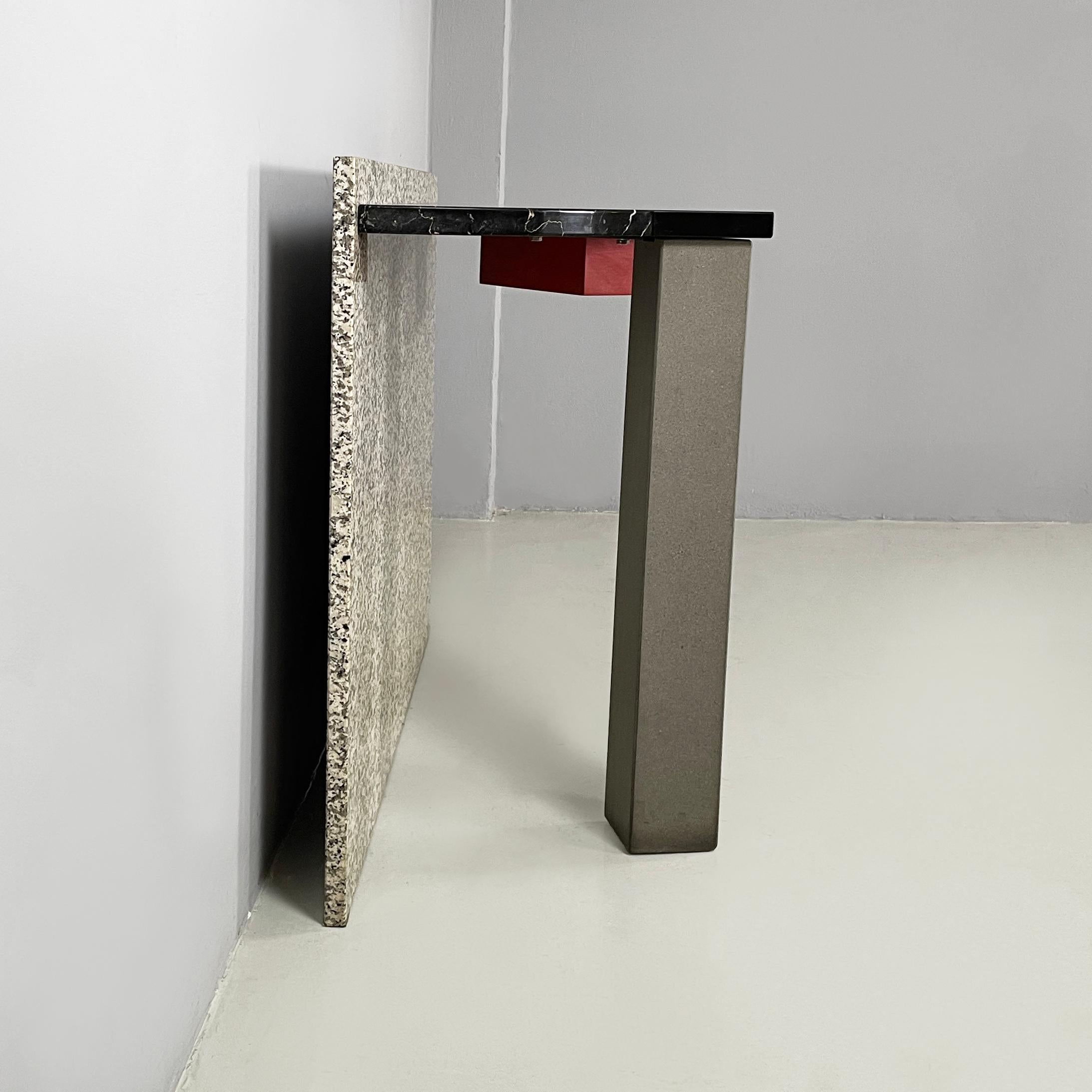 Modern Italian modern Black marble granite console Belvedere by Cibic for Memphis 1980s For Sale