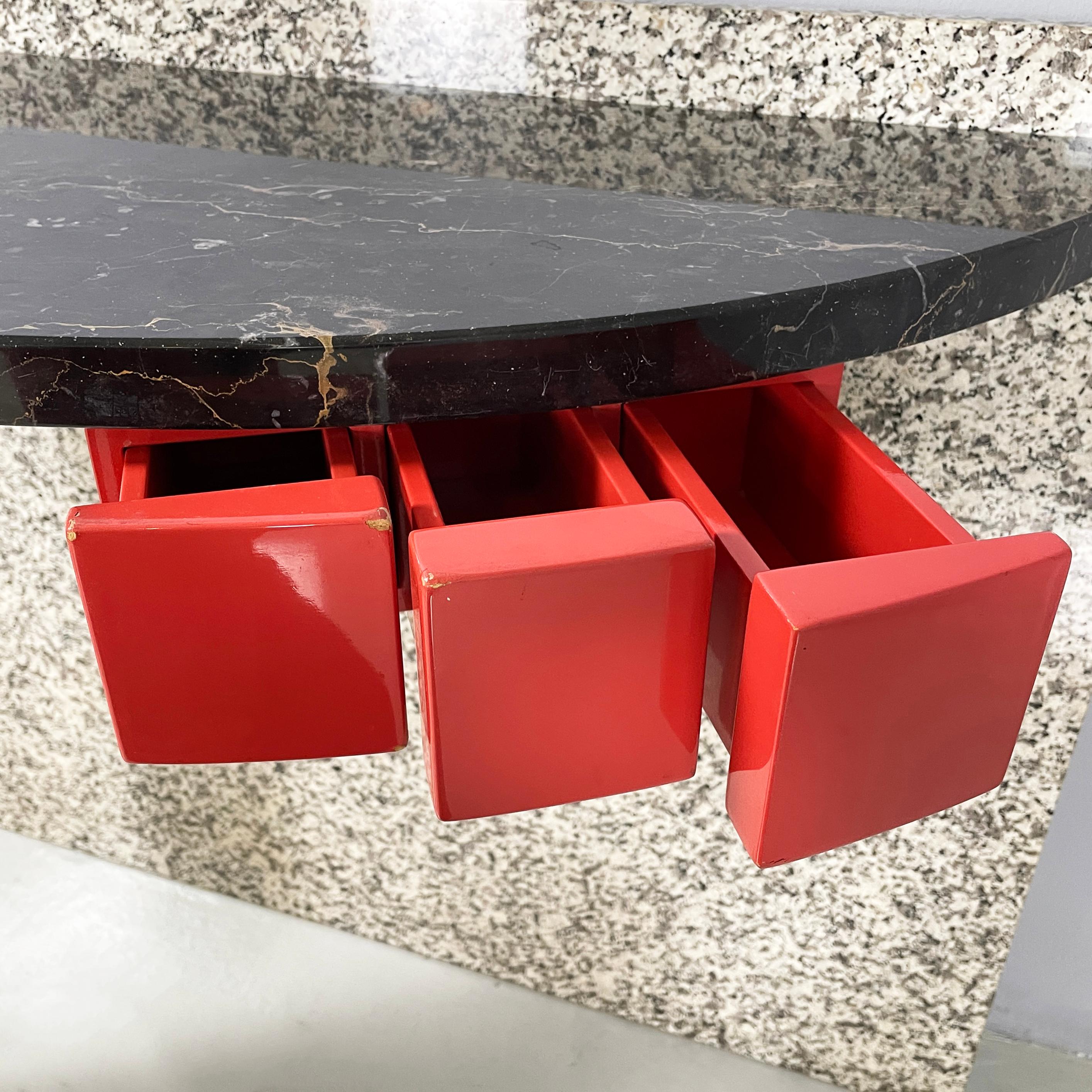 Stone Italian modern Black marble granite console Belvedere by Cibic for Memphis 1980s For Sale