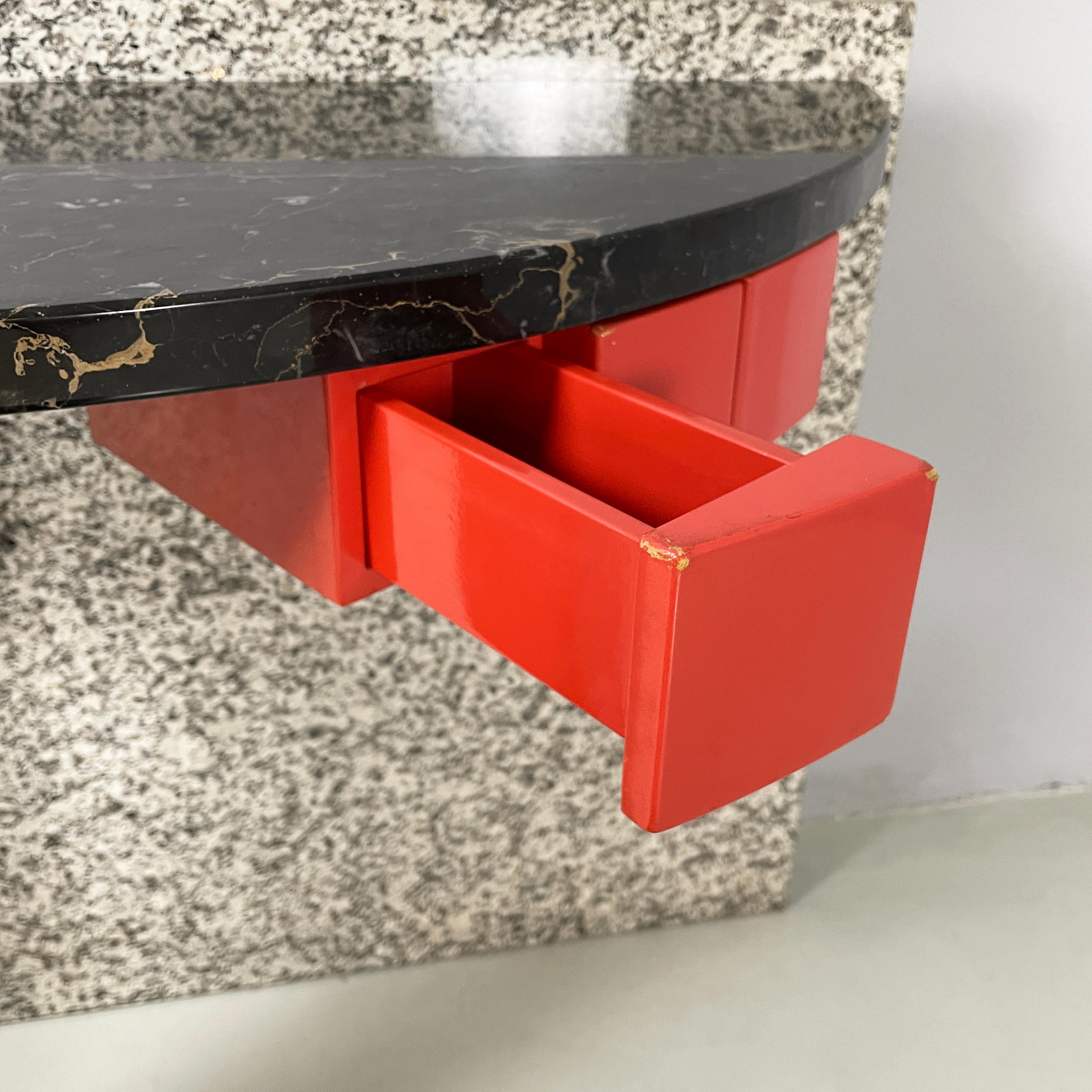 Italian modern Black marble granite console Belvedere by Cibic for Memphis 1980s For Sale 1