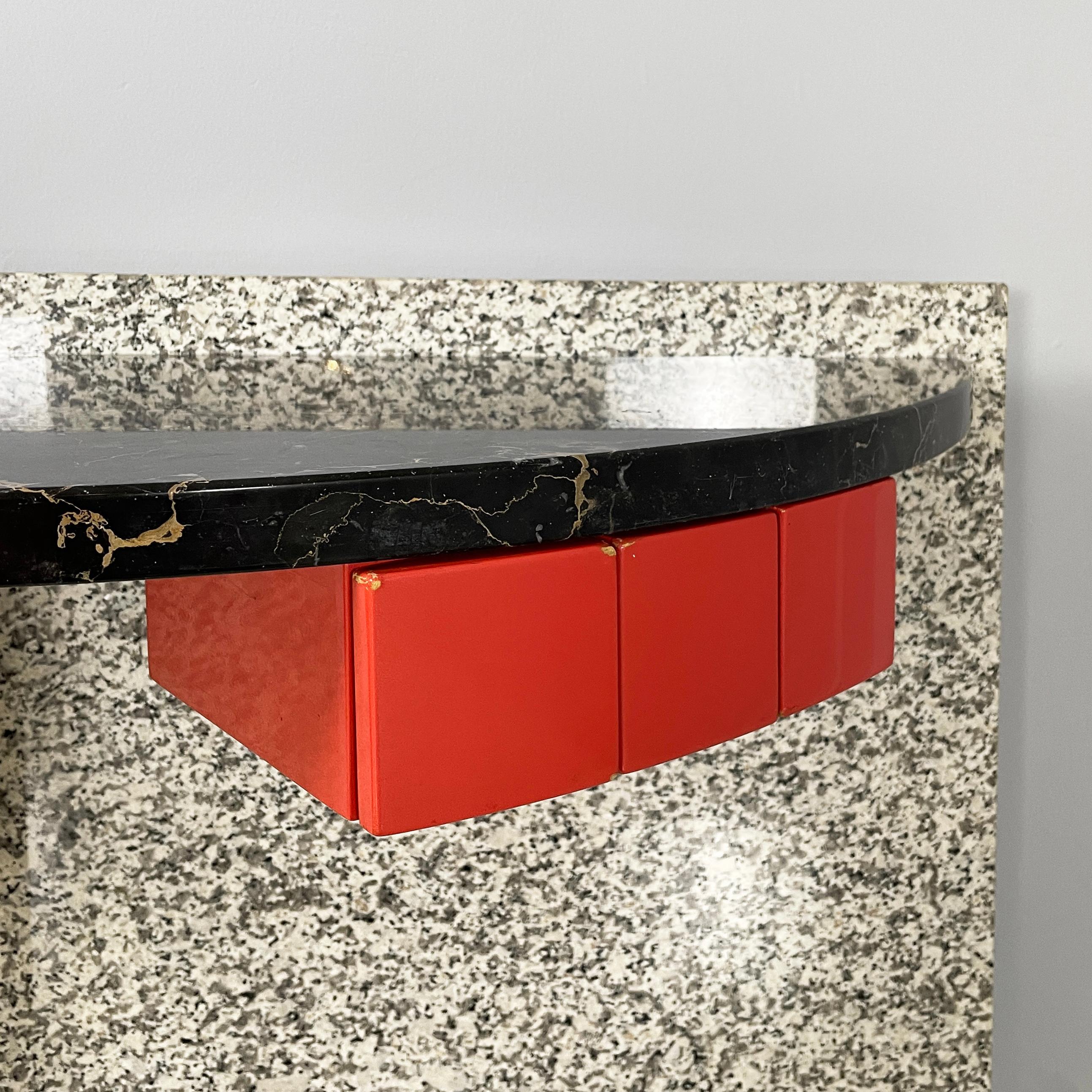 Italian modern Black marble granite console Belvedere by Cibic for Memphis 1980s For Sale 2