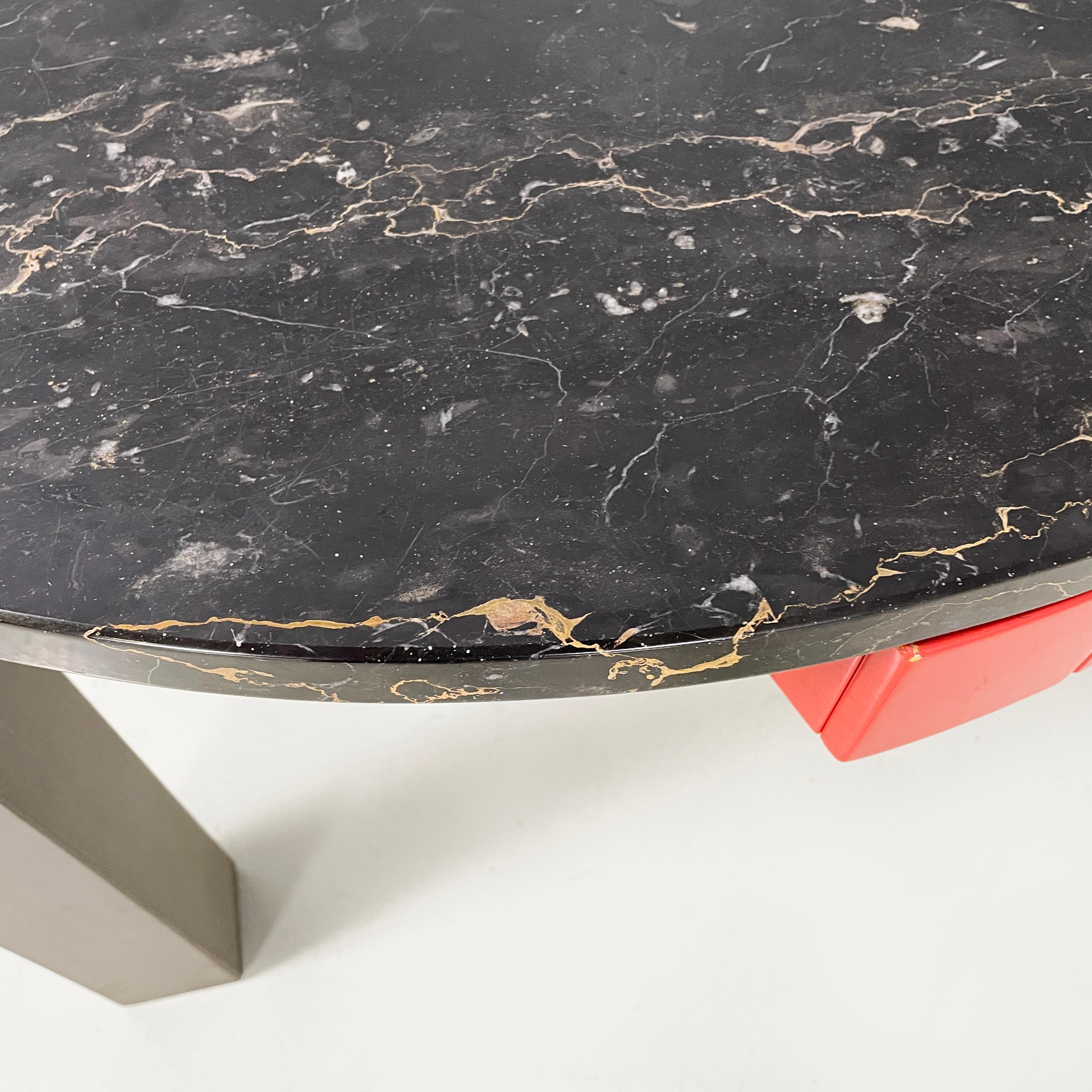 Italian modern Black marble granite console Belvedere by Cibic for Memphis 1980s For Sale 3