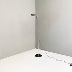Italian Modern Black Metal and Chromed Steel Floor Lamp, 1980s
