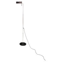 Italian Modern Black Metal and Chromed Steel Floor Lamp, 1980s