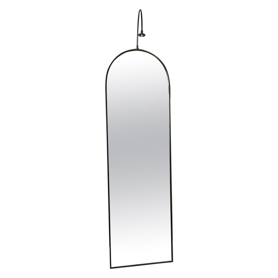 Italian modern black metal and light floor mirror by Forcolini for Alias, 1980s