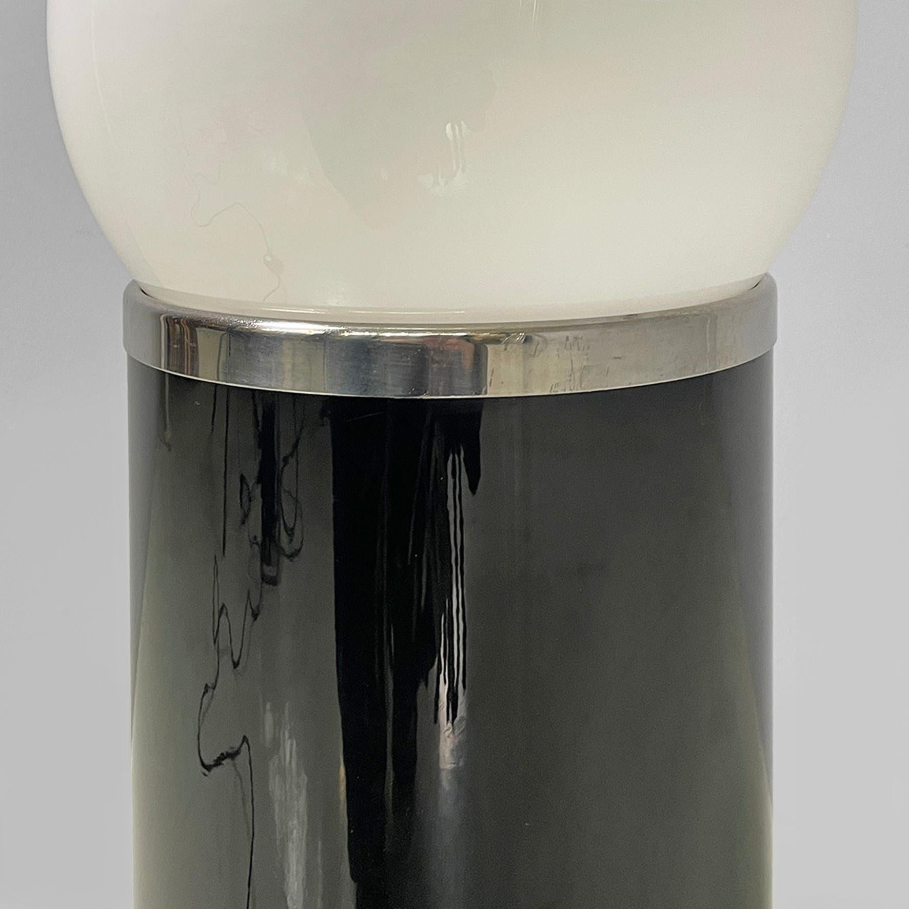 Italian modern black metal and opaline glass floor lamp, 1970s For Sale 4