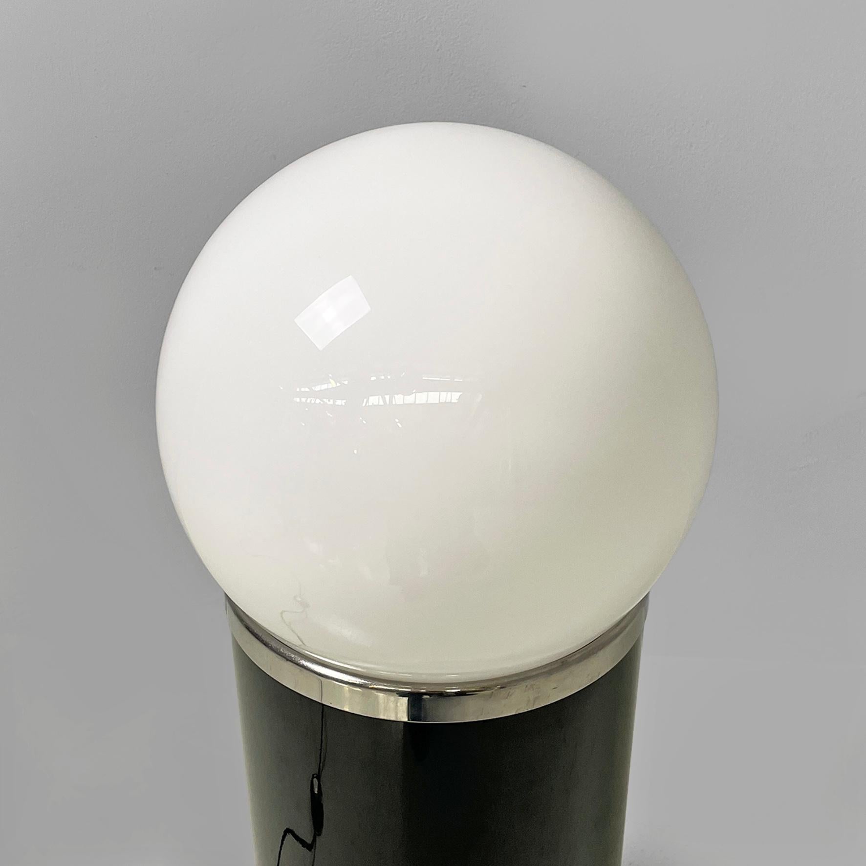 Italian modern black metal and opaline glass floor lamp, 1970s For Sale 5