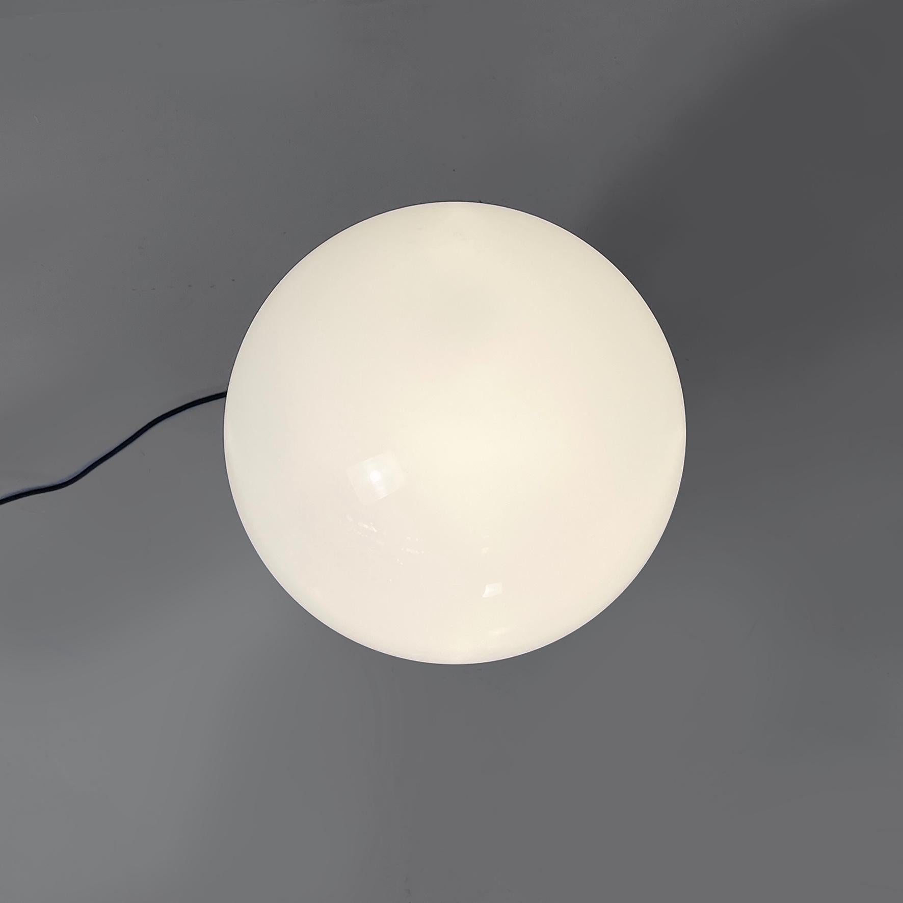 Italian modern black metal and opaline glass floor lamp, 1970s For Sale 9