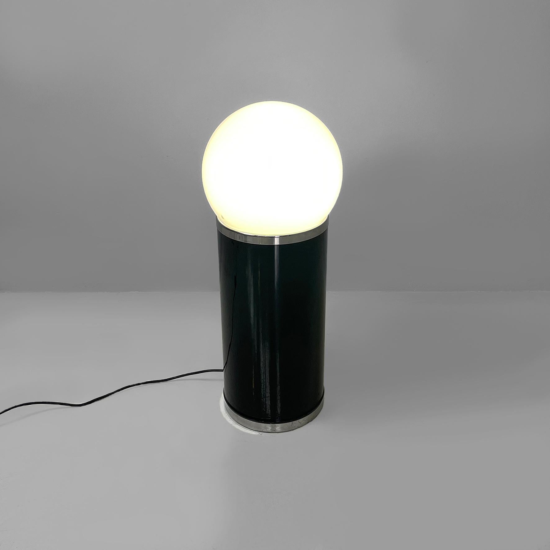 Italian modern black metal and opaline glass floor lamp, 1970s For Sale 10
