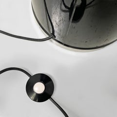 Italian modern black metal and opaline glass floor lamp, 1970s