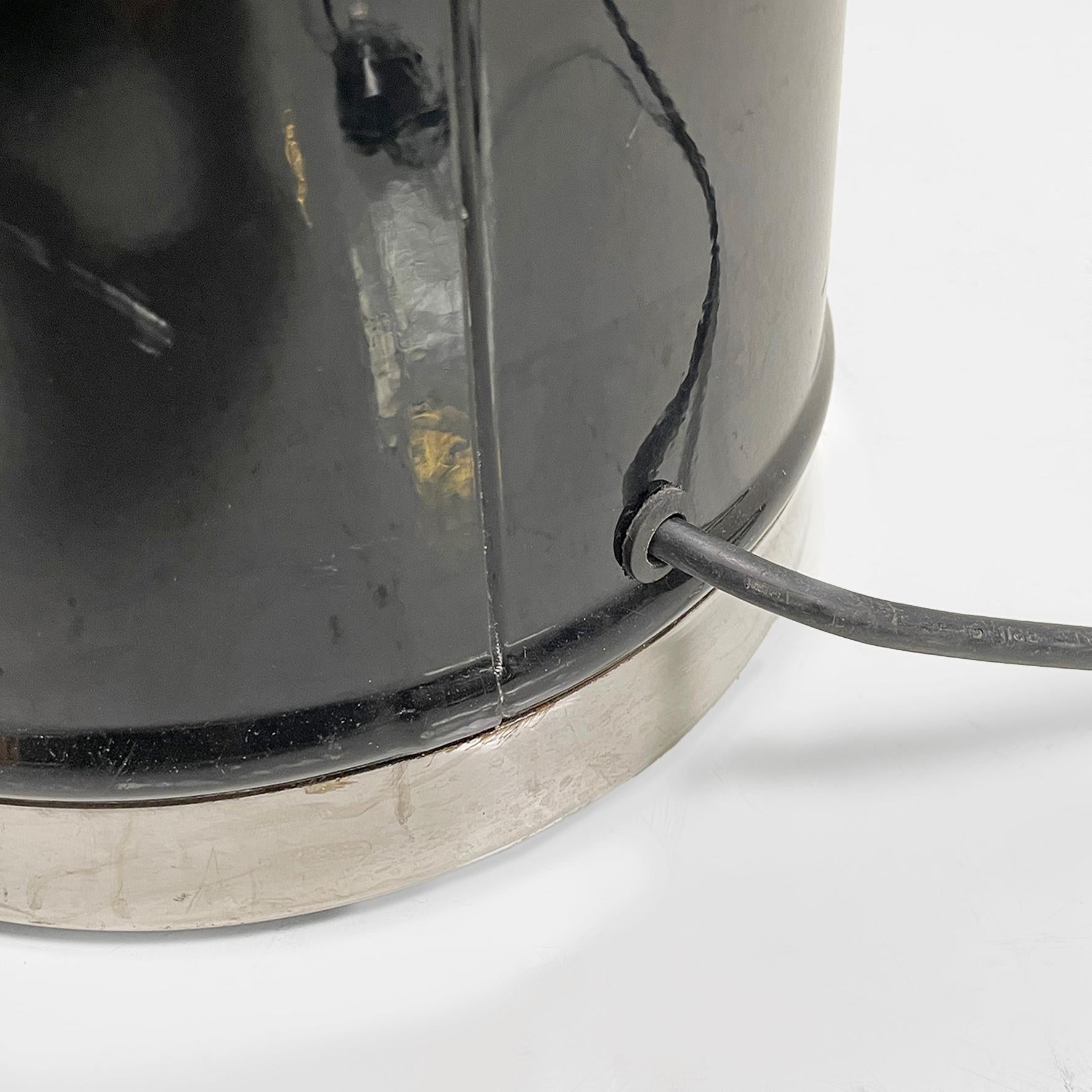 Modern Italian modern black metal and opaline glass floor lamp, 1970s For Sale
