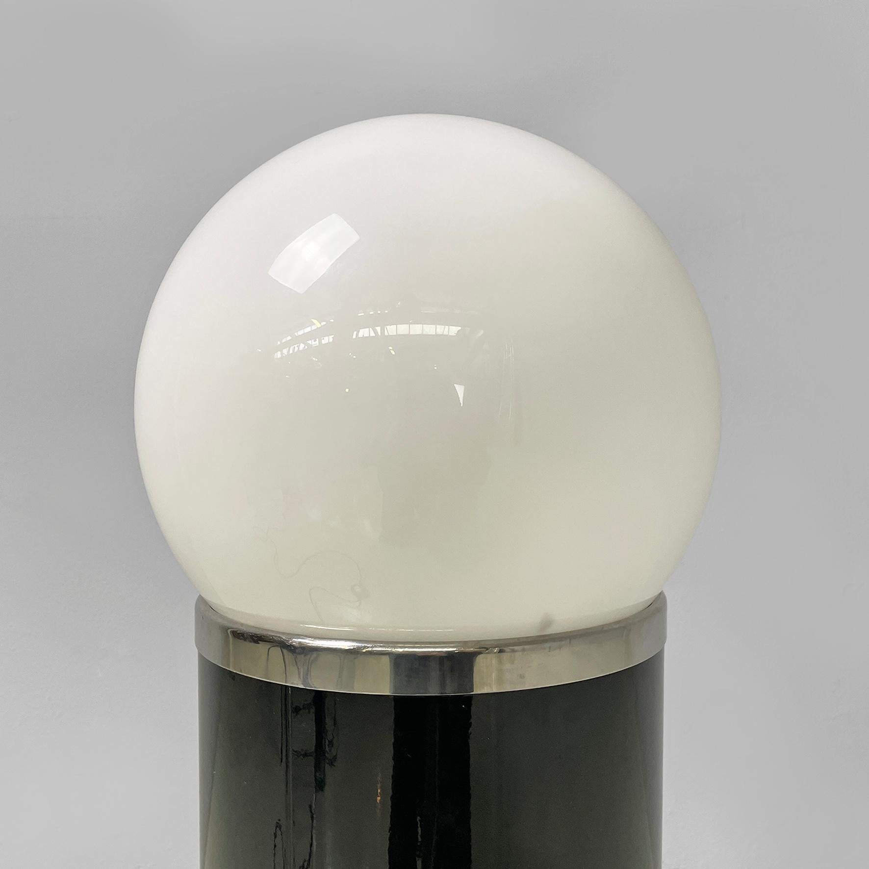 Italian modern black metal and opaline glass floor lamp, 1970s For Sale 2
