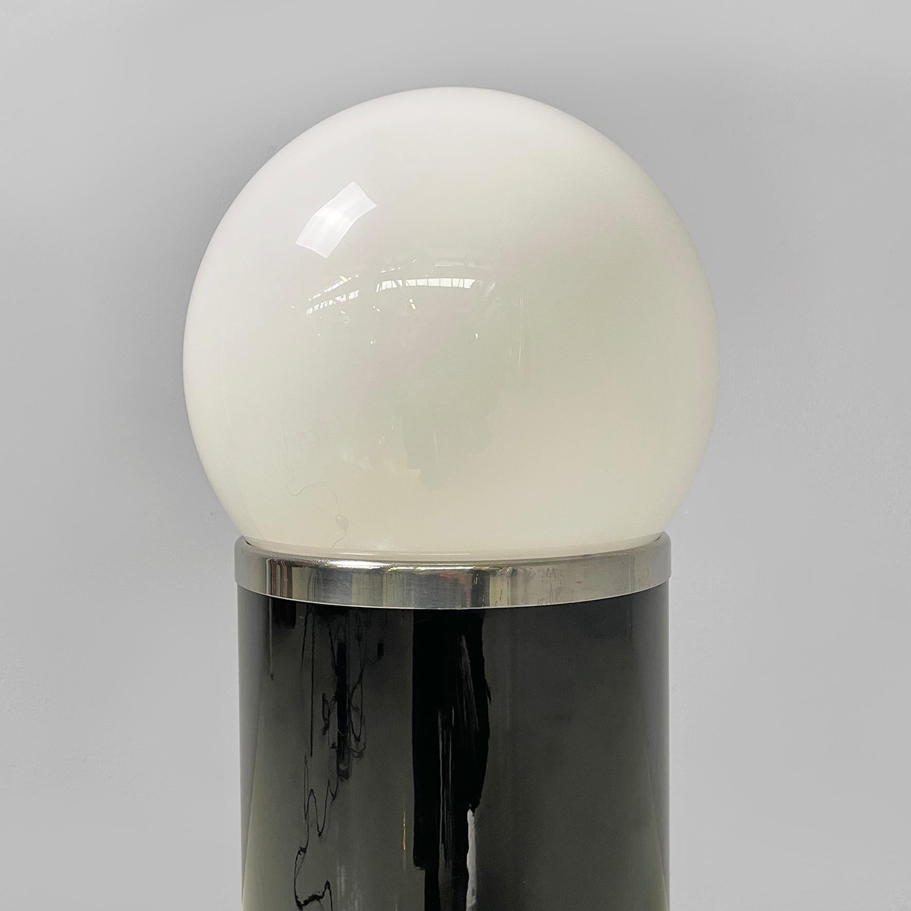 Italian modern black metal and opaline glass floor lamp, 1970s For Sale 3