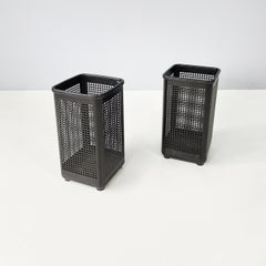 Italian modern black metal and plastic squared baskets by Neolt, 1980s