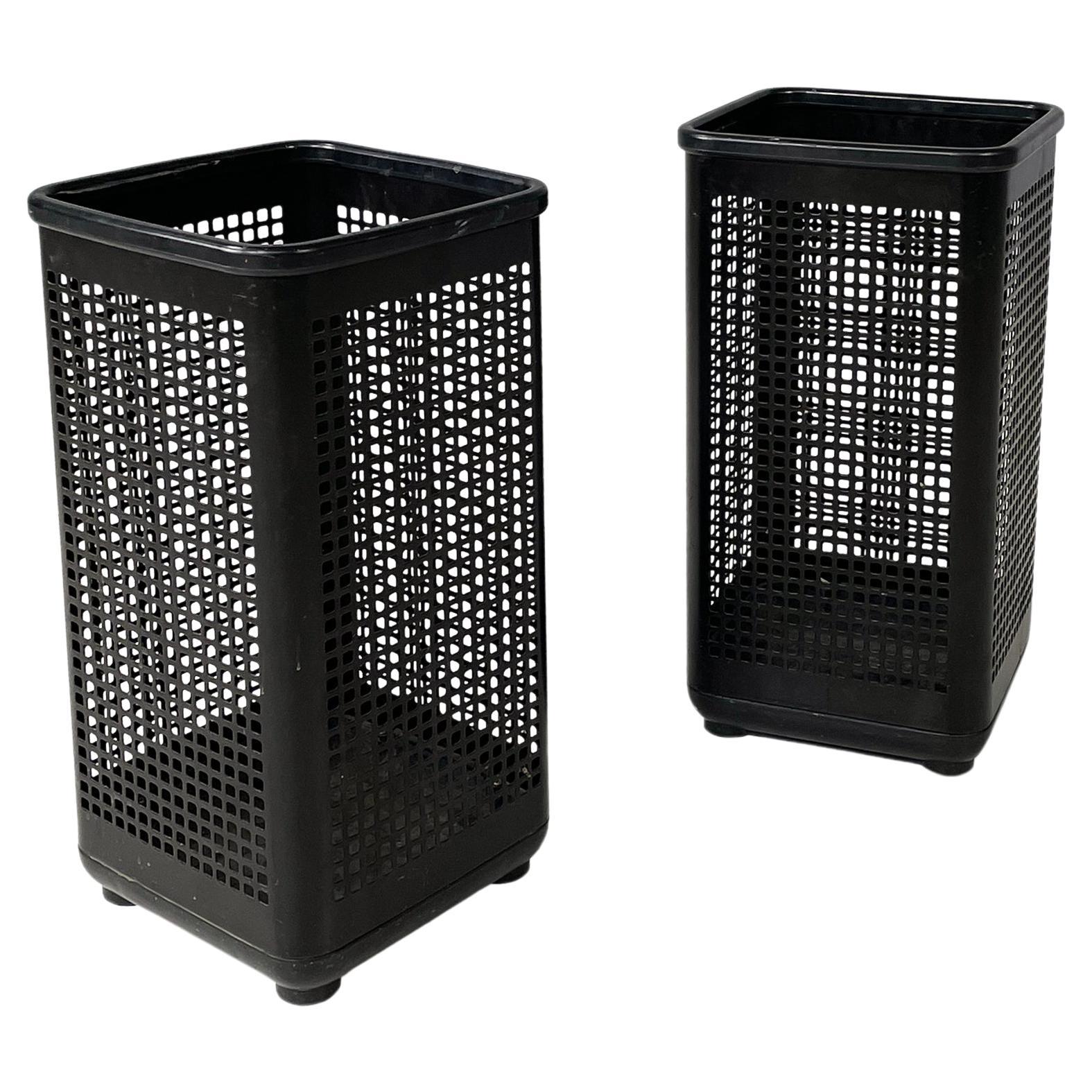 Italian modern Black metal and plastic squared baskets by Neolt, 1980s