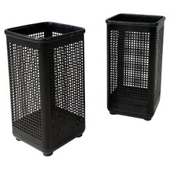 Vintage Italian modern Black metal and plastic squared baskets by Neolt, 1980s