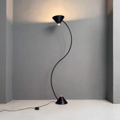 Italian Modern Black Metal and Plastic Yang Floor Lamp by Bieffeplast, 1980s