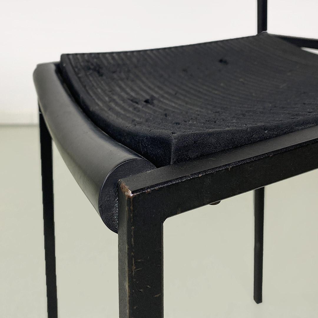 Chaise italienne moderne en métal noir et caoutchouc de Maurizio Peregalli pour Zeus, 1984 en vente 6