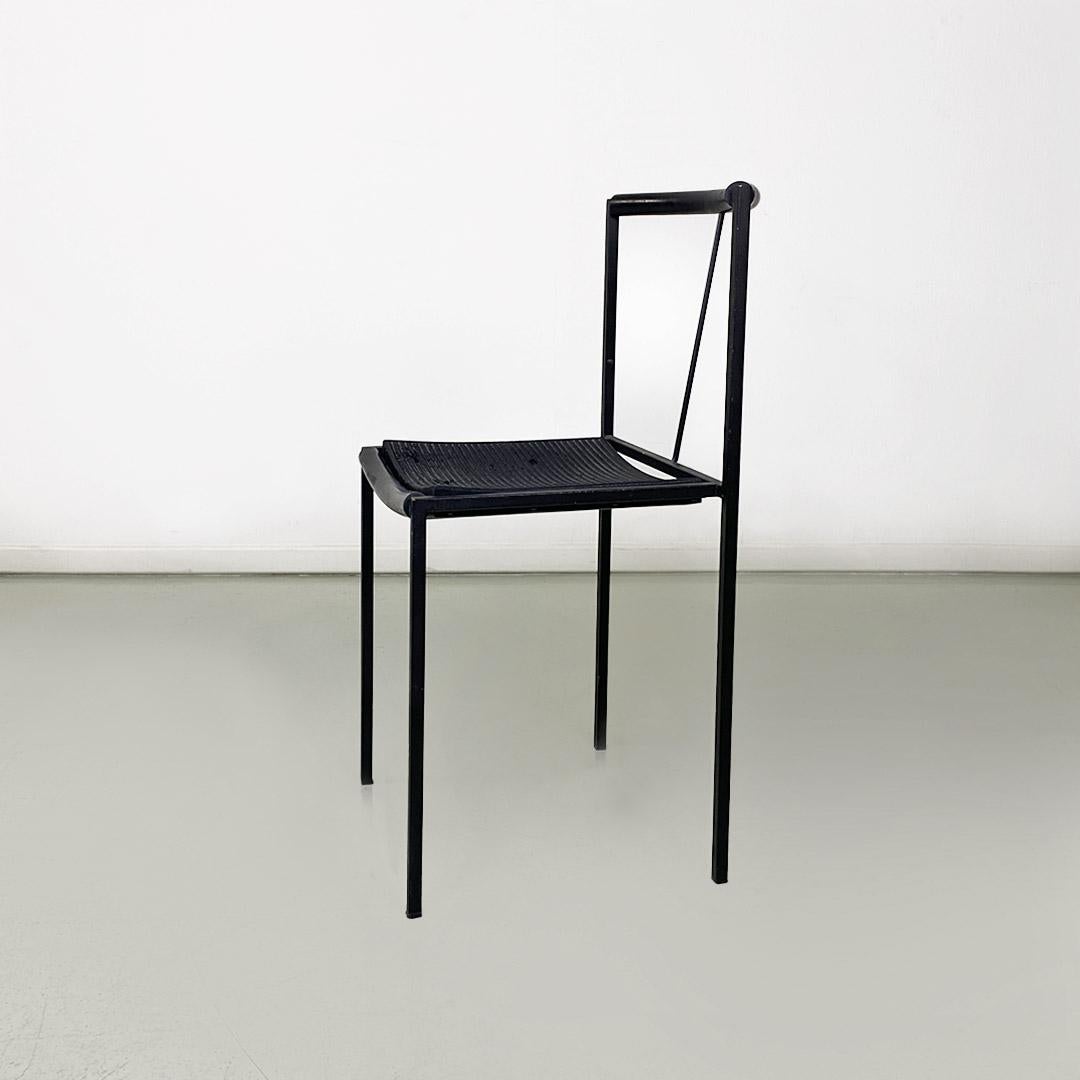 Moderne Chaise italienne moderne en métal noir et caoutchouc de Maurizio Peregalli pour Zeus, 1984 en vente