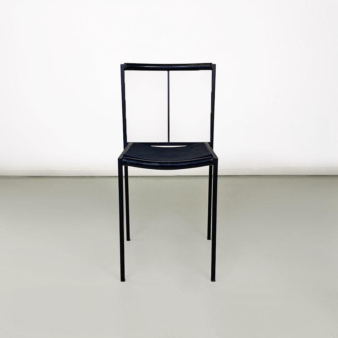Fin du 20e siècle Chaise italienne moderne en métal noir et caoutchouc de Maurizio Peregalli pour Zeus, 1984 en vente