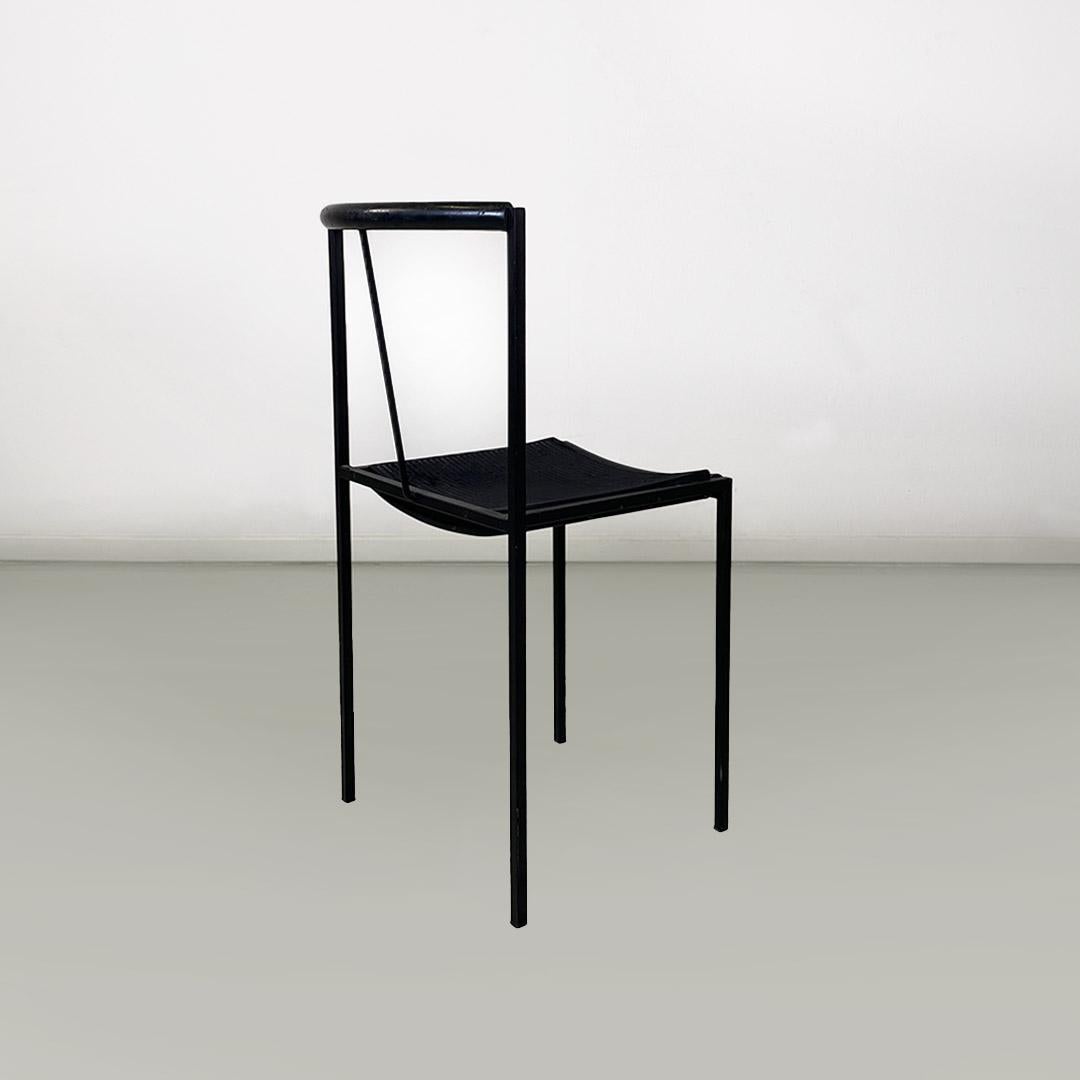 Italian Modern Black Metal and Rubber Chair by Maurizio Peregalli for Zeus, 1984 For Sale 2