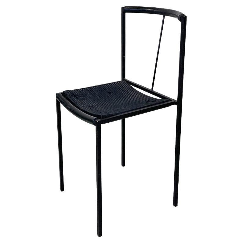 Moderner italienischer Stuhl aus schwarzem Metall und Gummi von Maurizio Peregalli für Zeus, 1984