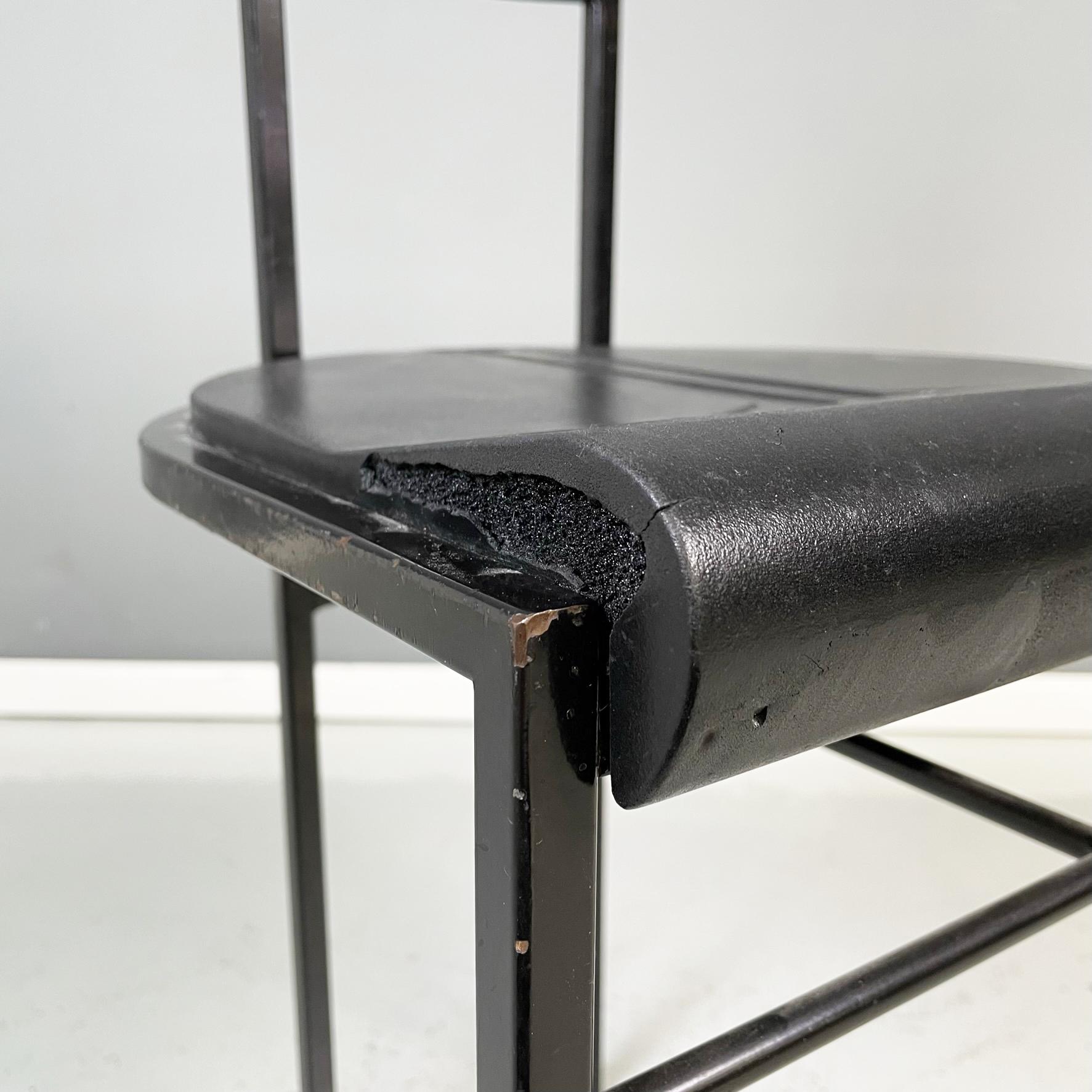 Italian Modern Black Metal and Rubber Chair by Zeus, 1990s For Sale 8