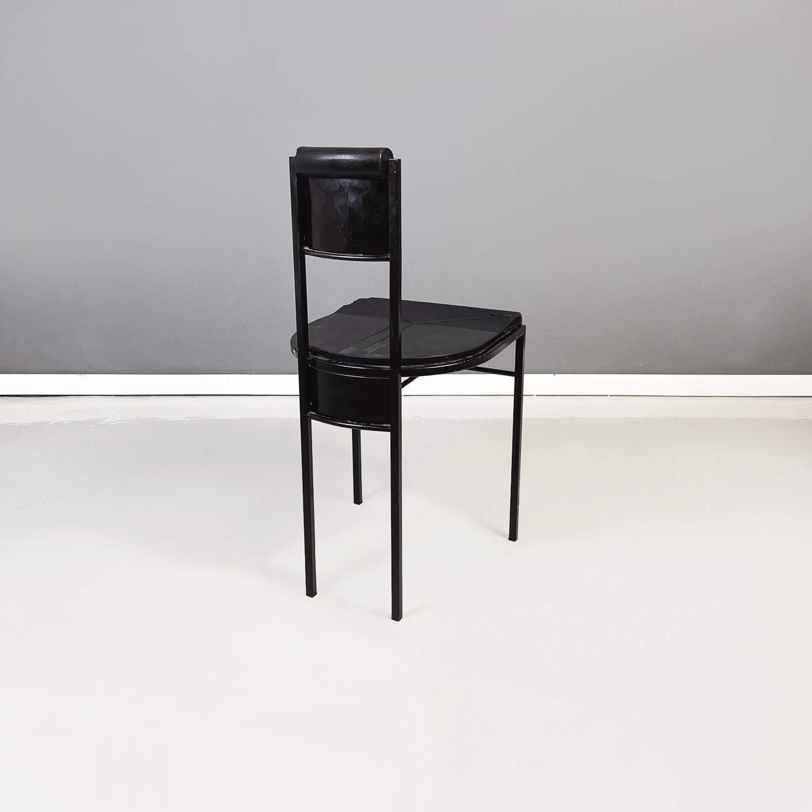 Late 20th Century Italian Modern Black Metal and Rubber Chair by Zeus, 1990s For Sale