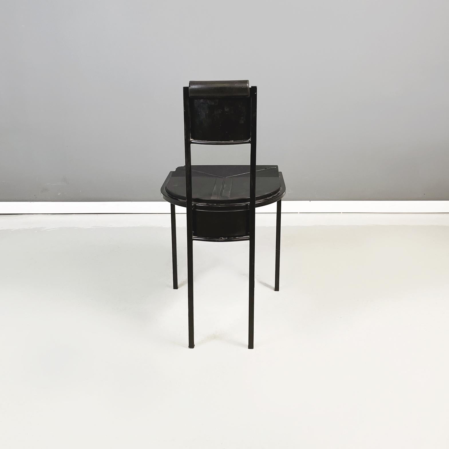 Fin du 20e siècle Chaise italienne moderne en métal noir et caoutchouc de Zeus, années 1990 en vente