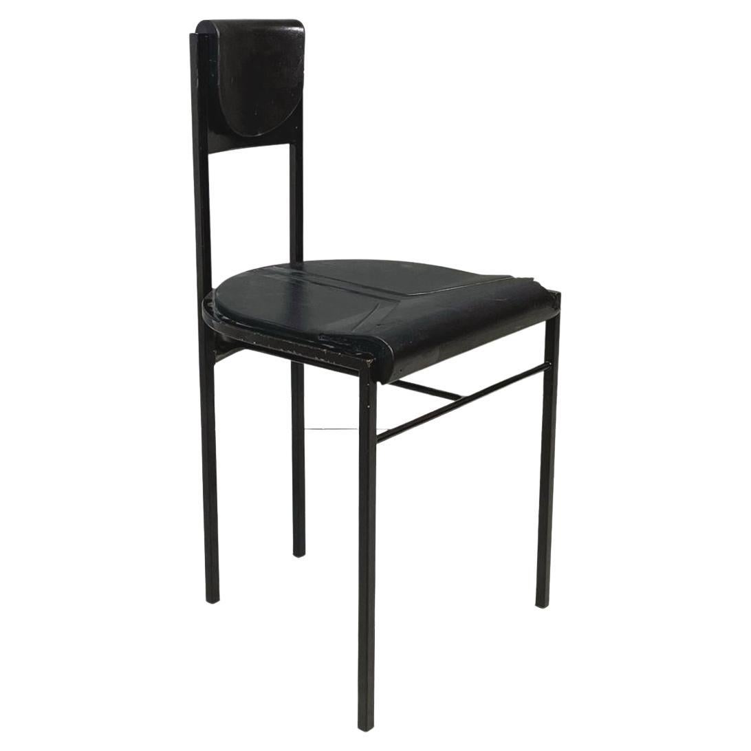 Silla moderna italiana de metal negro y caucho de Zeus años 90