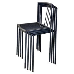 Moderne italienische Stühle aus schwarzem Metall und Gummi von Maurizio Peregalli für Zeus 1984