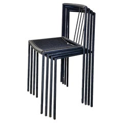 Chaises modernes italiennes en métal noir et caoutchouc de Maurizio Peregalli pour Zeus 1984