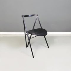 Italian Modern Black Metal and Rubber Round Chair by Zeus, 1990s