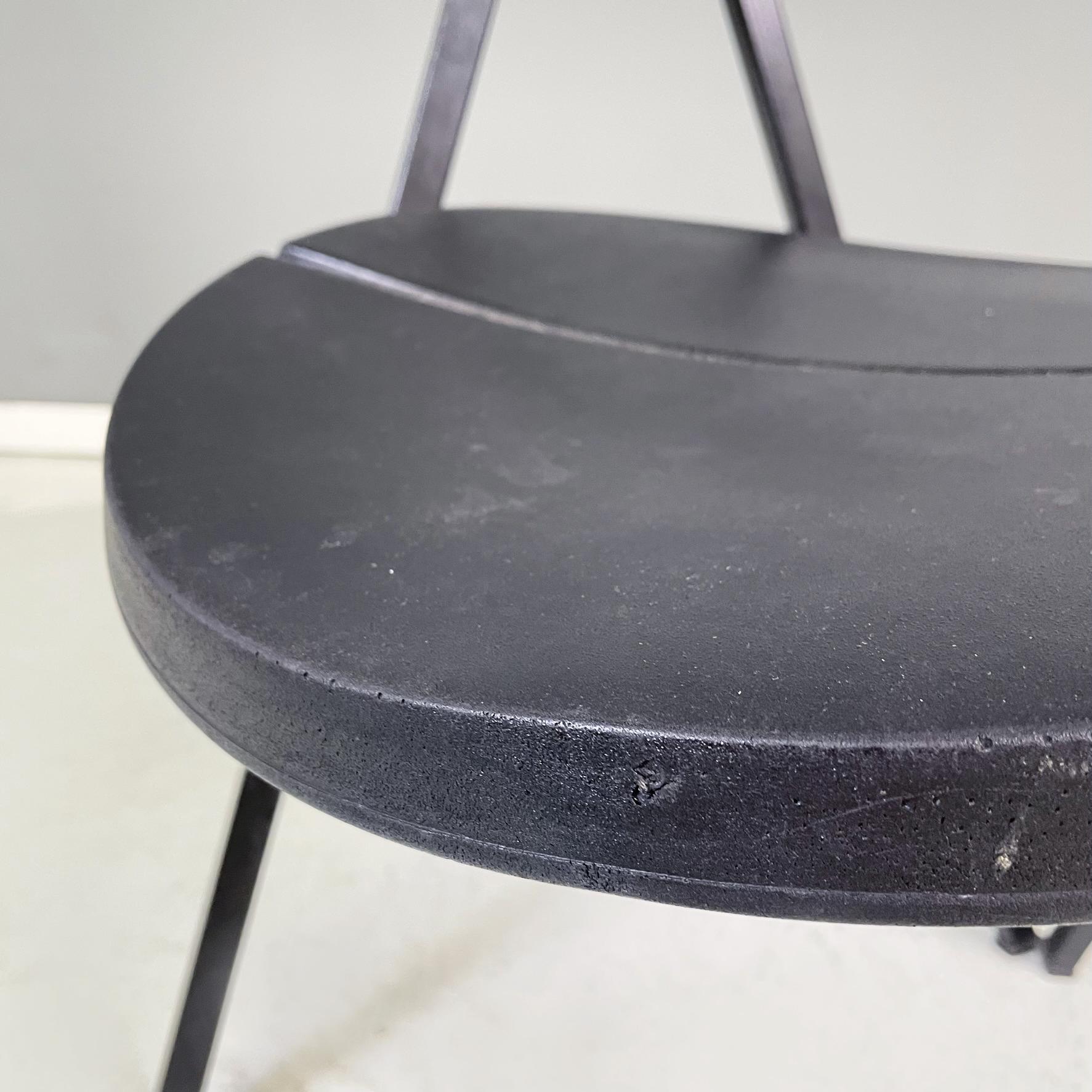 Italian Modern Black Metal and Rubber Round Chair by Zeus, 1990s For Sale 3
