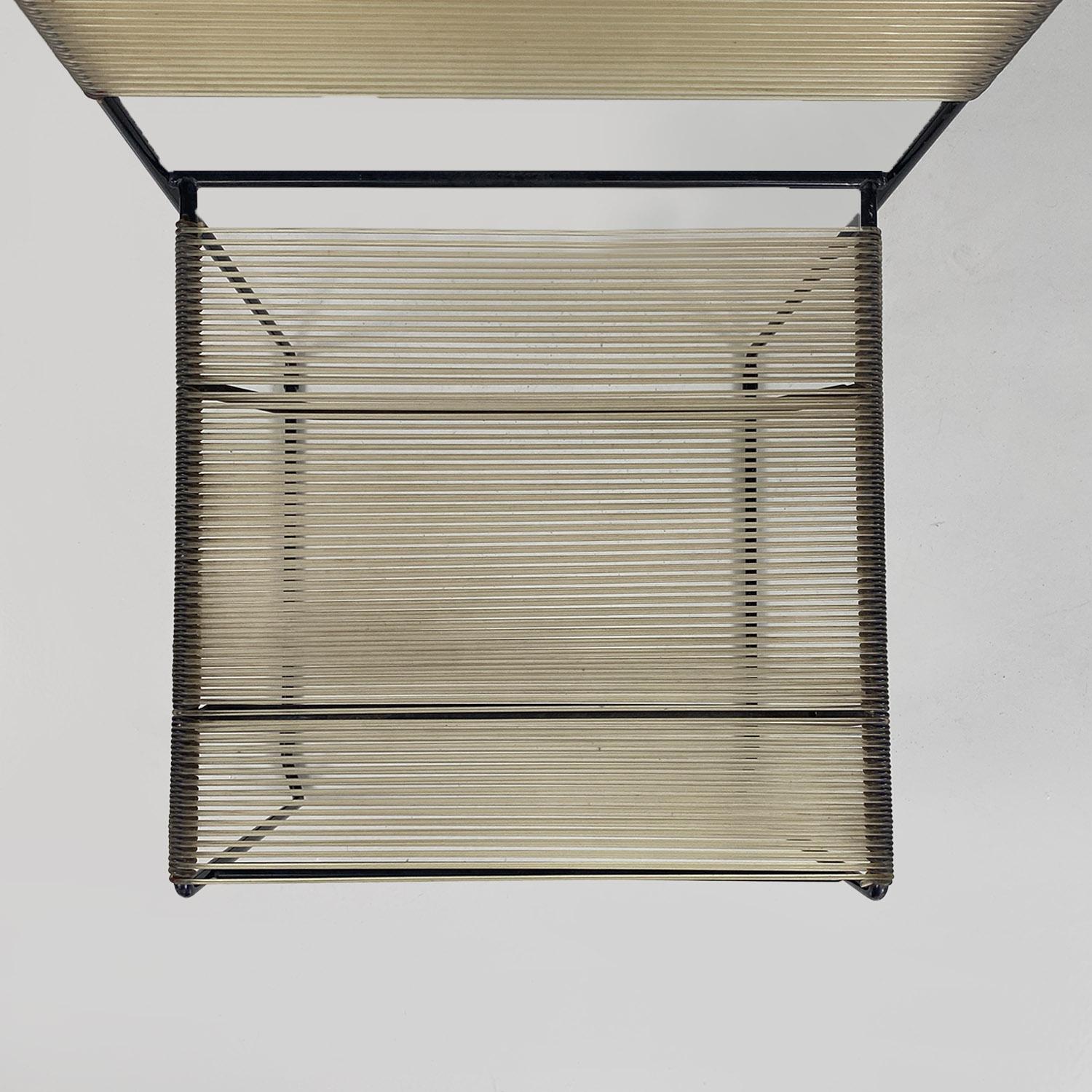Italian modern black metal and transparent plastic Spaghetti style chair, 1980s For Sale 6