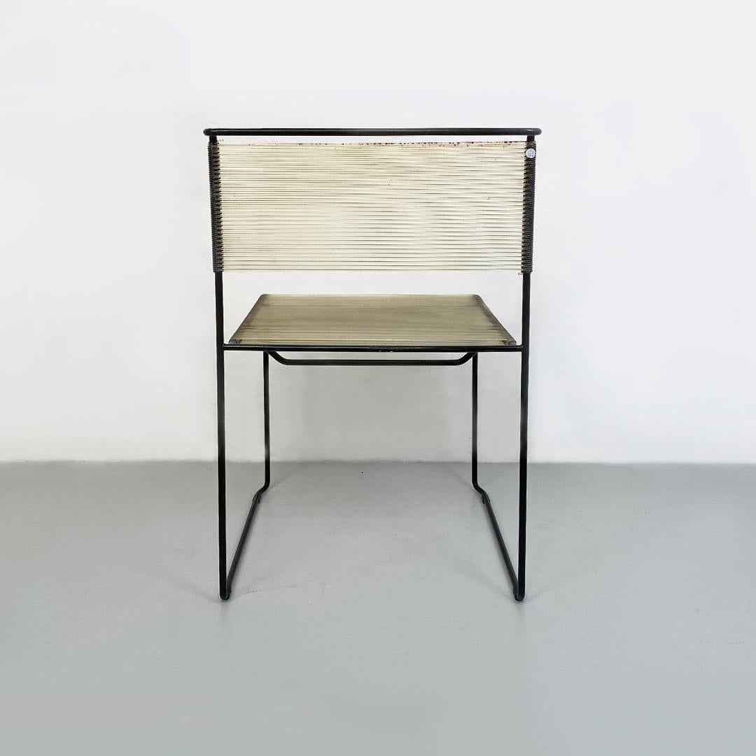 Italienischer moderner Stuhl aus schwarzem Metall und transparentem Kunststoff im Spaghetti-Stil, 1980er Jahre (Ende des 20. Jahrhunderts) im Angebot
