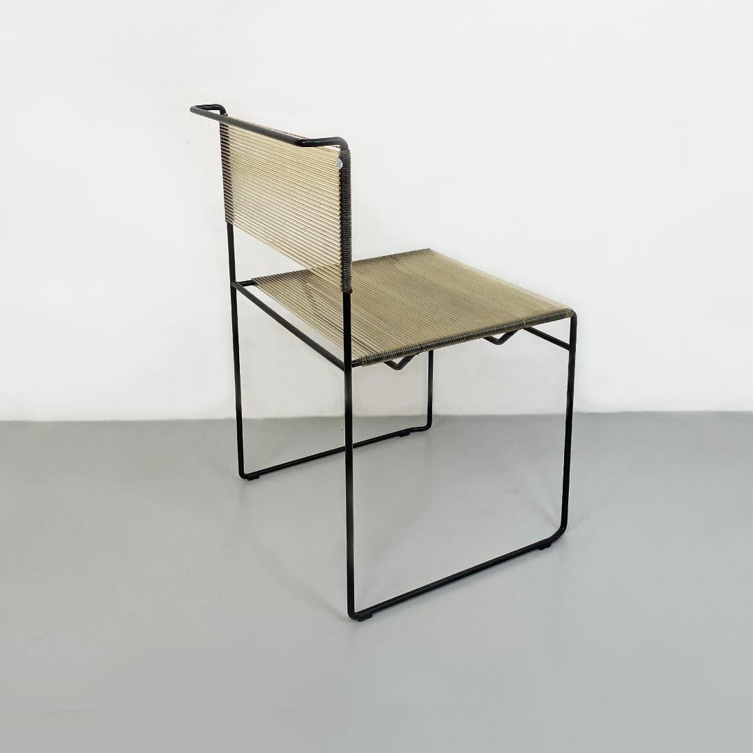 Italian Modern Black Metal and Transparent Plastic Spaghetti Style Chair, 1980s For Sale 1
